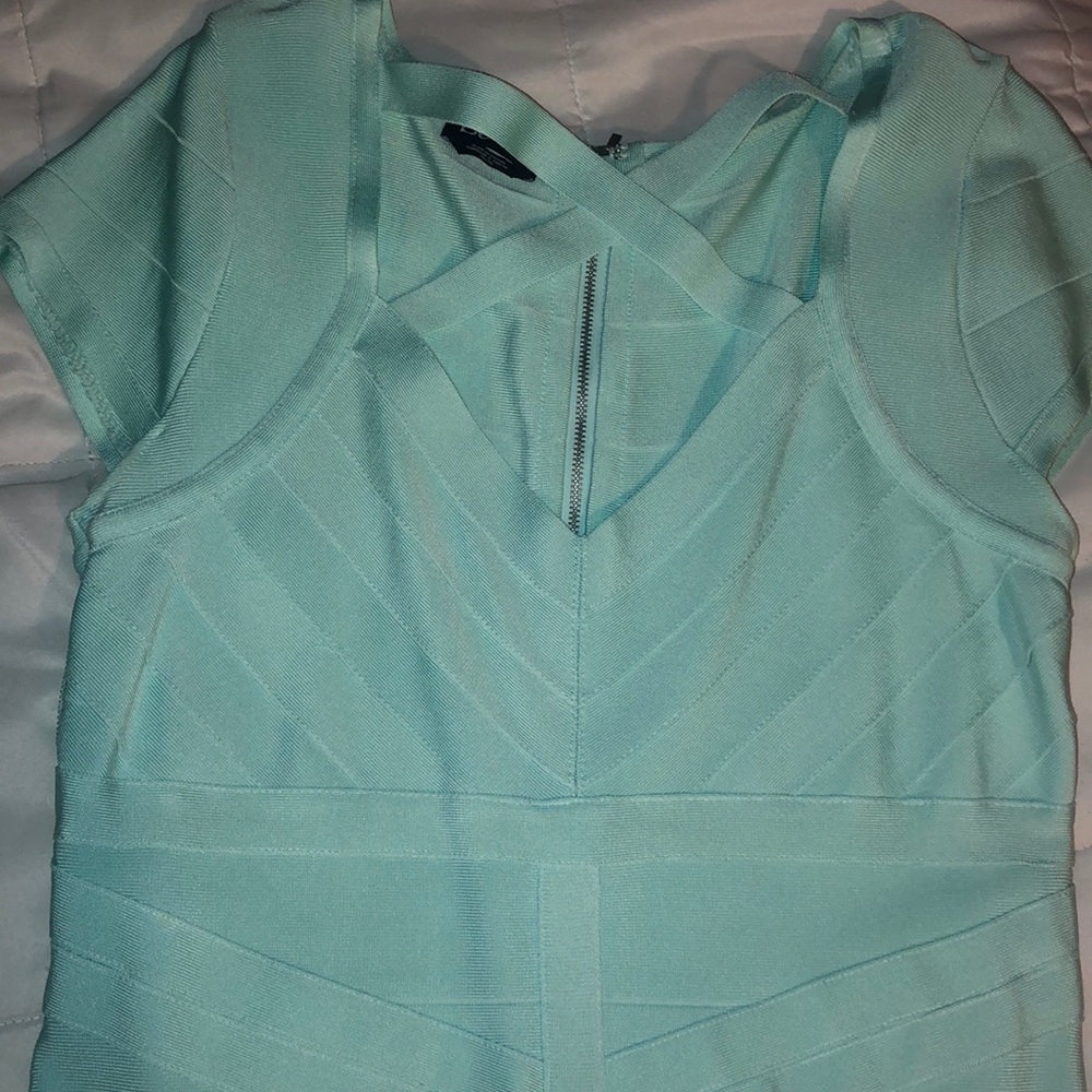 Turquoise bandage mini dress